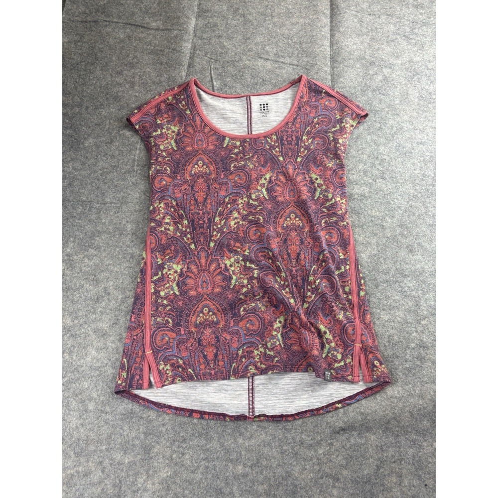 Title Nine Cap Sleeve Pink Paisley Athletic Hiking Shirt Women's Size XS